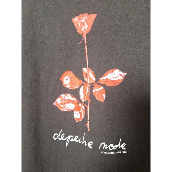 Depeche Mode 1998 Singles Tour Rose Graphic Black Band T-Shirt Vintage XL - Picture 2 of 7